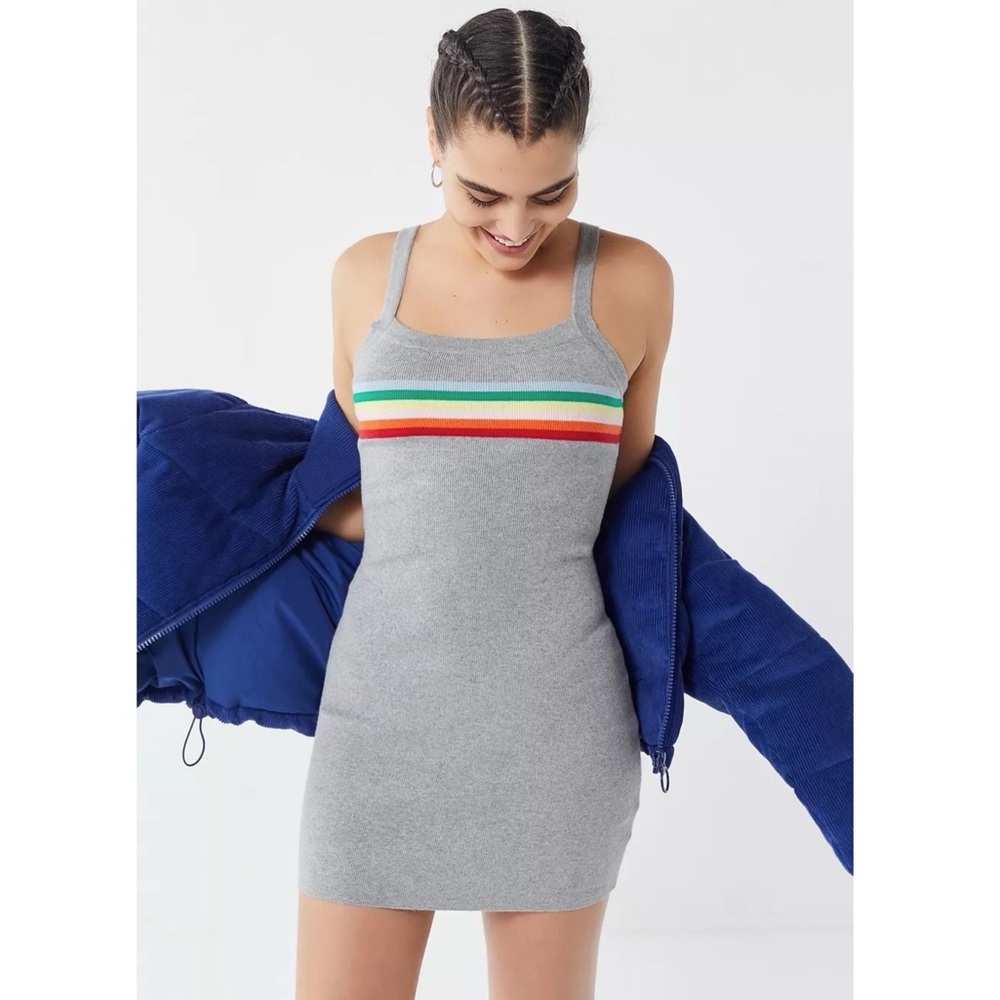 NWT Urban Outfitters Rainbow Striped Mini Dress